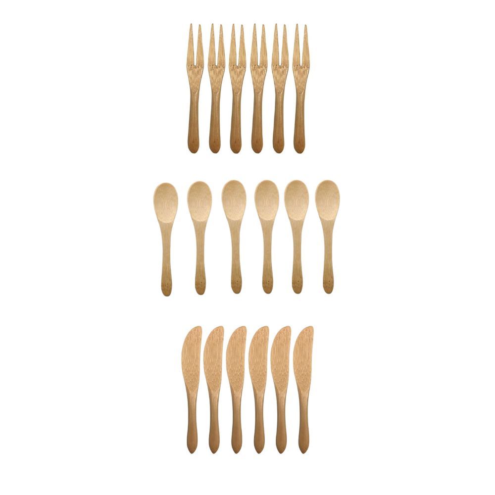 Kit 18 Mini Talheres em Bambu Natural para Mesa Posta Amadeirado Oikos