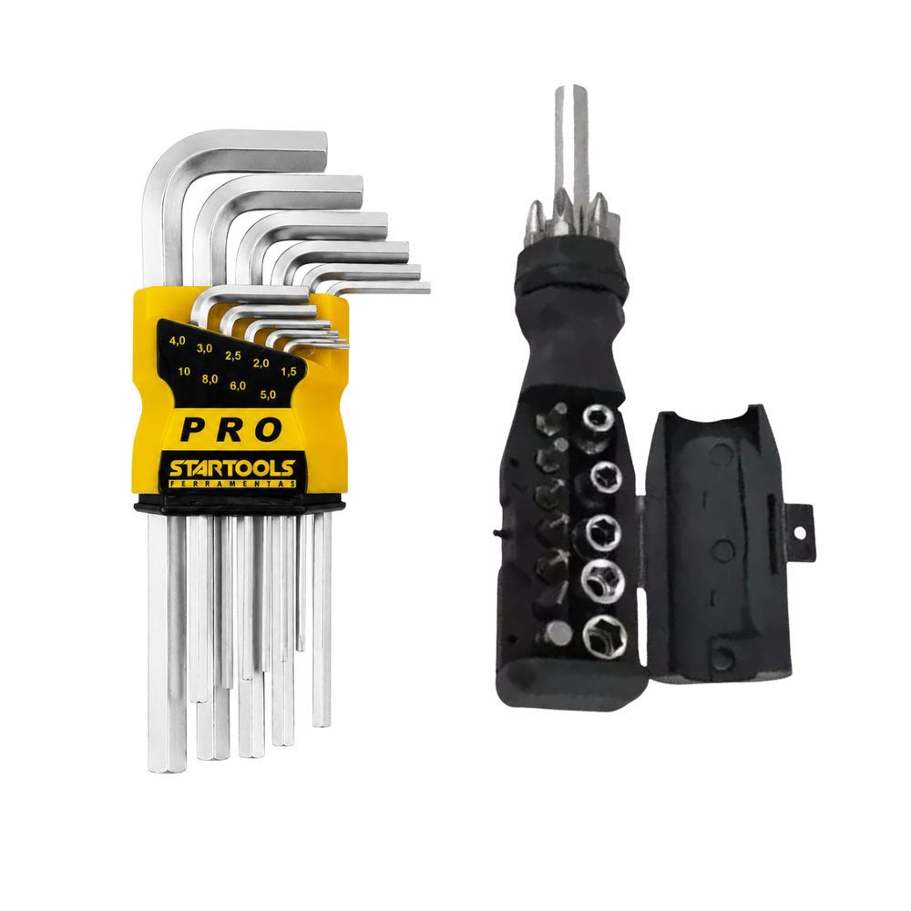 Kit de Ferramentas Kit Chaves Allen 1,5A 10mm e Jogo Intercambiável 18 Peças com Alta Durabilidade em Aço Startools