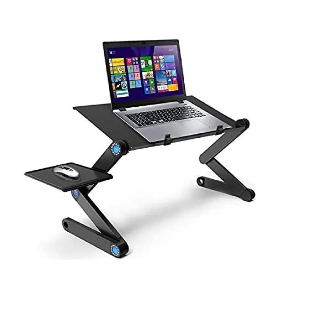 Mesa Ergonômica para Notebook Desk Slim com Regulagem de Altura e Inclinação Articulável em Alumínio Preto Yeet