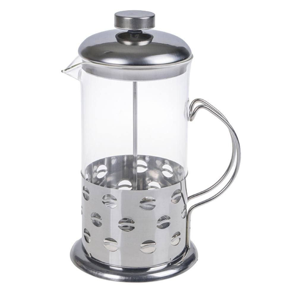Cafeteira Francesa Expressa em Aço Inox e Vidro Borossilicato 600ML com Filtro Inox para Café e Chá Base Antiderrapante