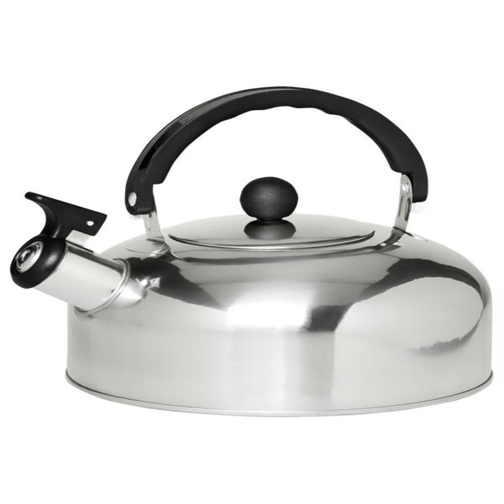 Chaleira Bule com Apito para Ferver Agua em Aco Inox Alca Termica Cozinha Prata Yeet 19CM 2L