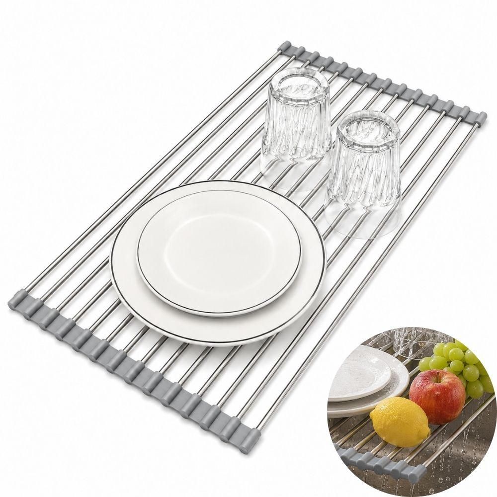 Esteira Escorredora Multifuncional Casita Dobrável para Louças e Alimentos em Aço Inoxidável e PP Cozinha Inox Yeet