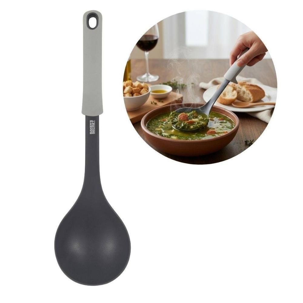 Concha Baker's Secret em Nylon e Silicone com Apoio para Caldo Multiuso Cozinha Cinza BS40948