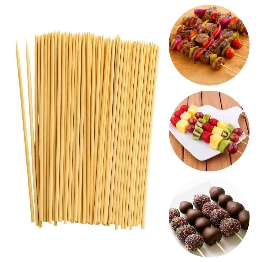 Espetinhos BS40170 para Churrasco e Crepe Bambu Natural Resistente 100 Unidades Cozinha e Eventos Amadeirado Baker 30CM