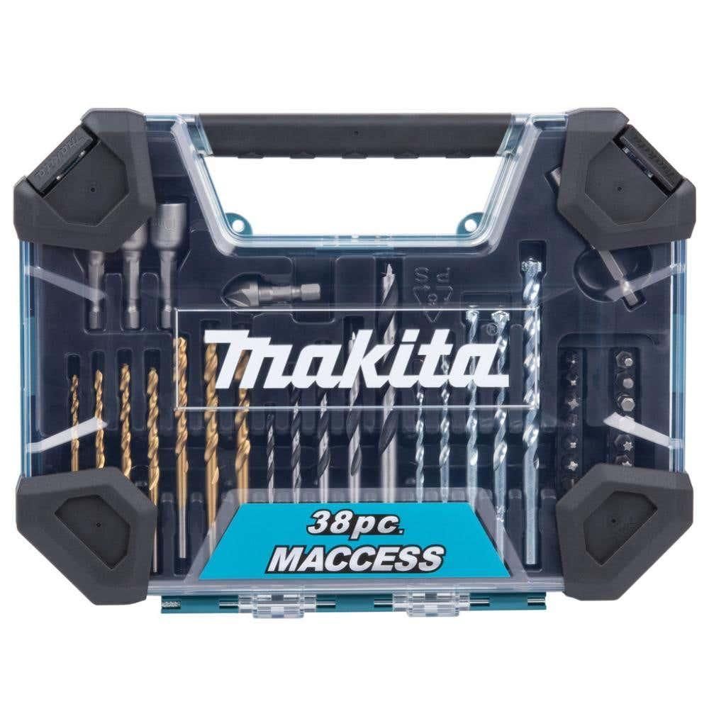 Kit de Acessórios E-22573 com 38 Peças para Metal Madeira e Alvenaria com Suporte Magnético e Estojo em PVC Reforçado
