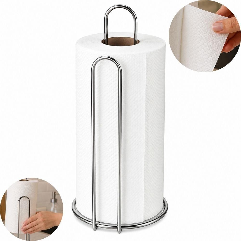Porta Papel Toalha de Mesa Inox Cromado Design Circular Moderno Organizador para Cozinha Ou Balcão Aço Inoxidável Yeet
