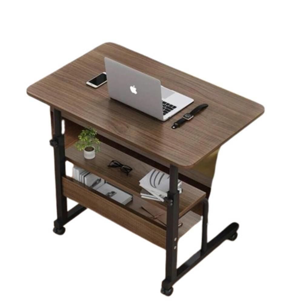 Mesa Lateral para Notebook com Altura Ajustável Retangular MDF Metal Pintado 50CM Café Yeet