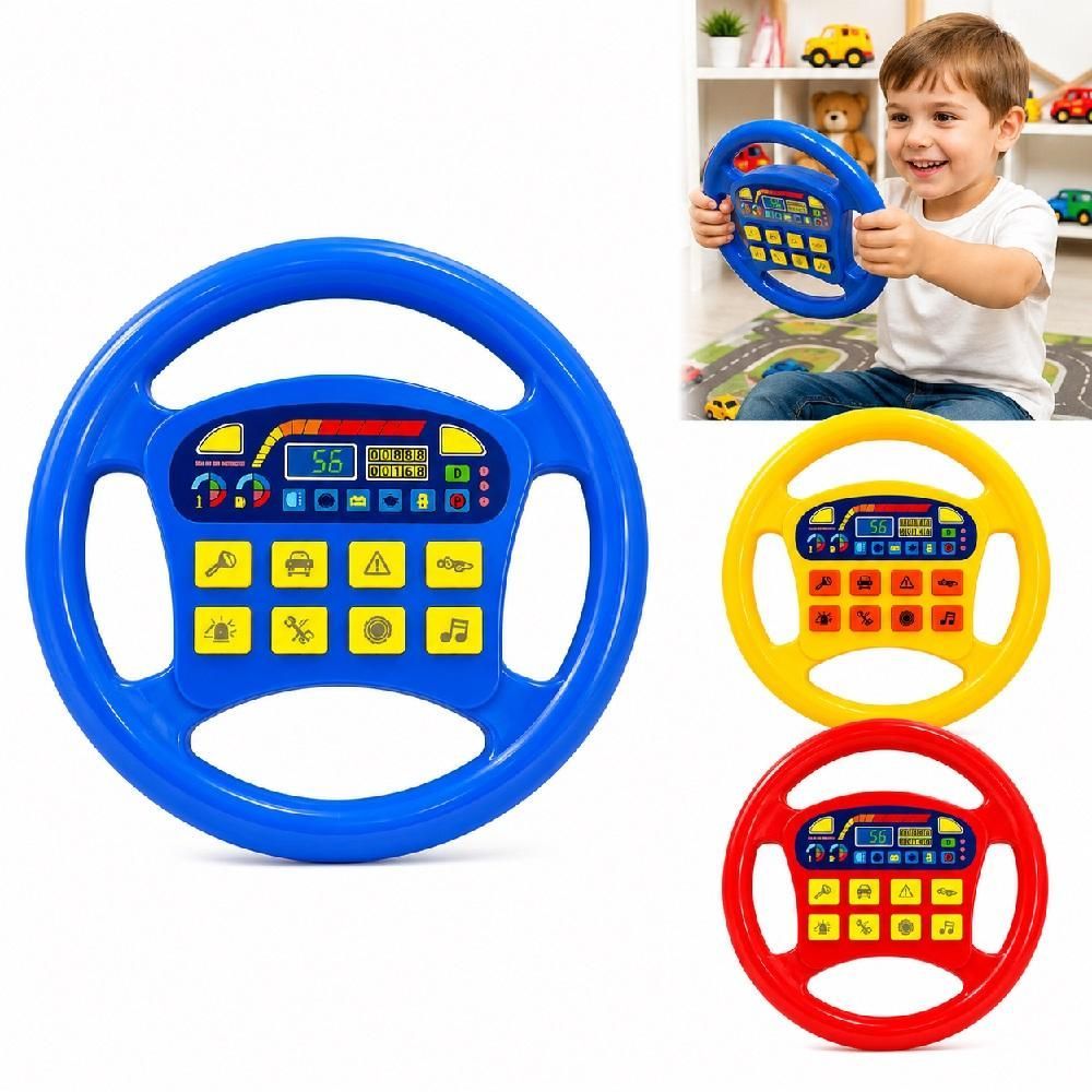 Volante Infantil Musical com Sons de Carro e Buzina Interativo Azul Yeet 19CM