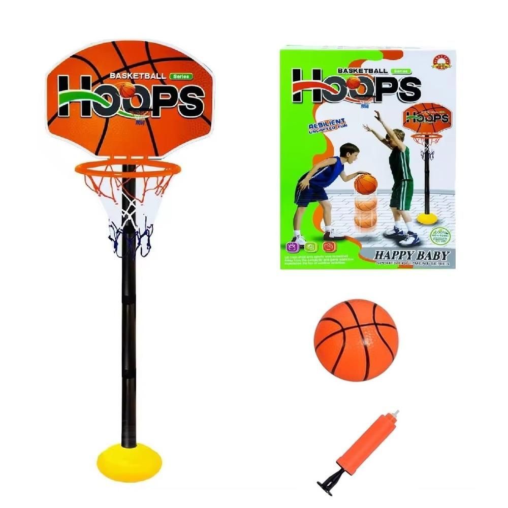 Cesta de Basquete Infantil com Aro Altura Ajustável 115cm Inclui Bola e Inflador Branco Yeet