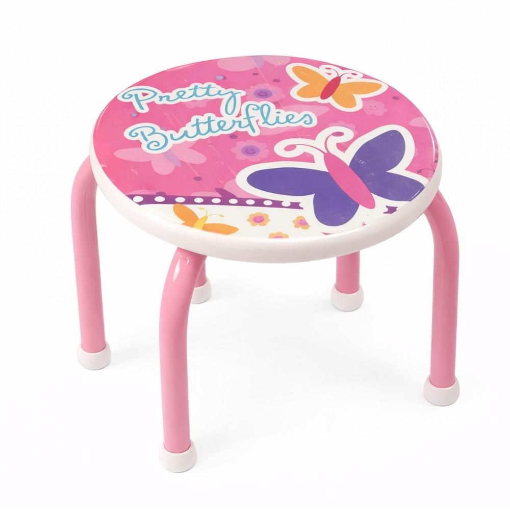 Banqueta Infantil Cadeira Degrau Multiuso sem Gavetas sem Espelho Metal Brilhante Rosa Yeet
