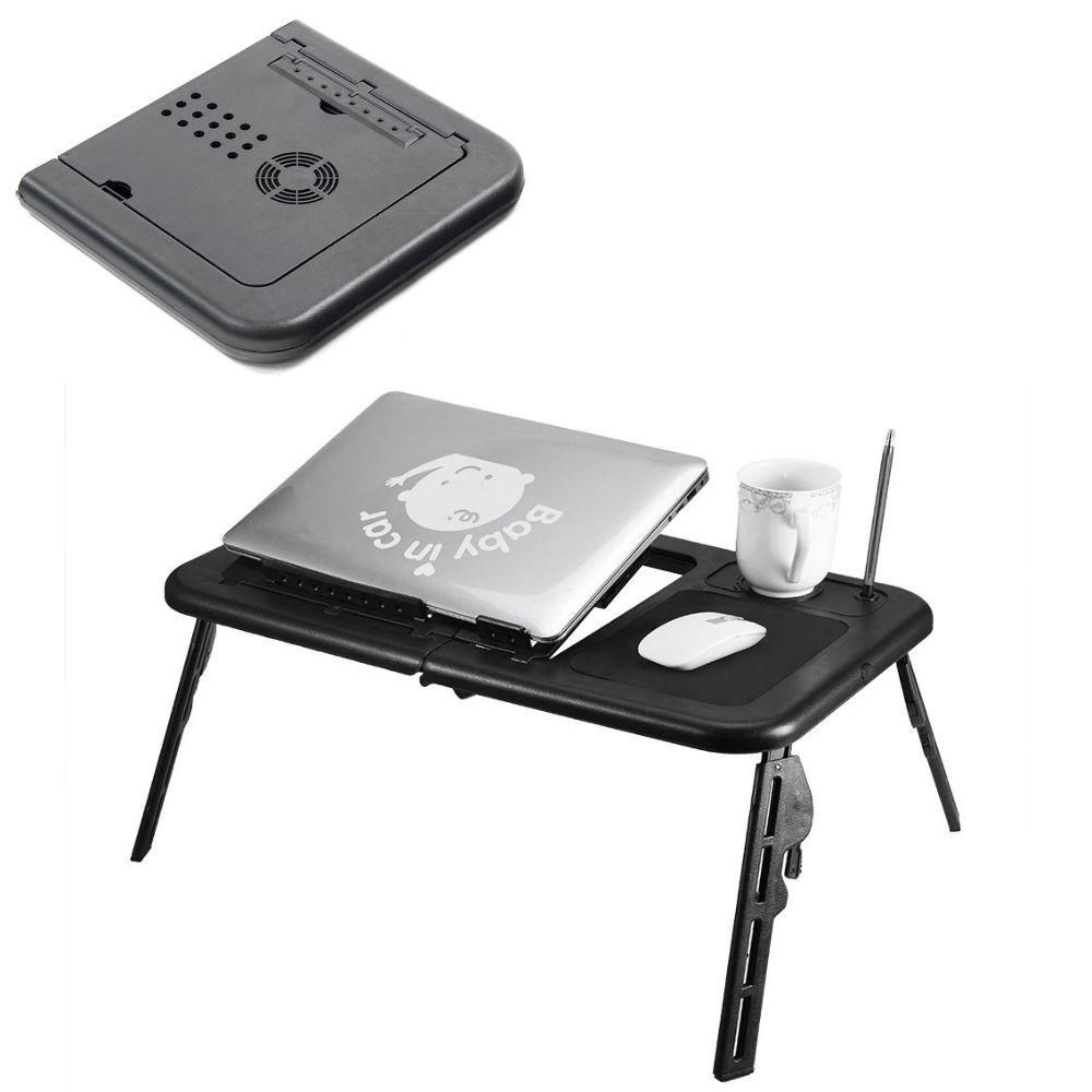 Mesa para Notebook 2 Coolers Ventilador Touch com Base Refrigerada Dobrável Ergonômica Preta Yeet