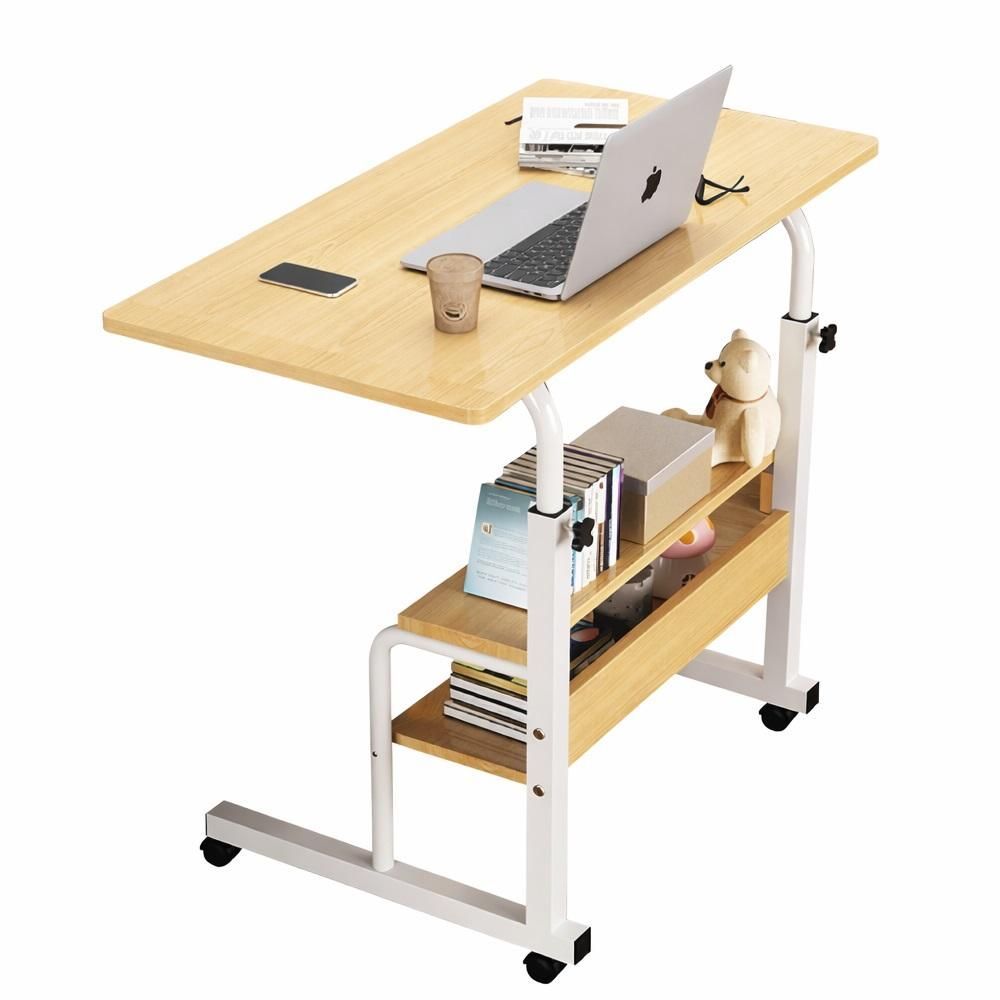 Mesa de Notebook Retangular Ergono Moderno 2 Prateleiras Aço 60CM Marfim Yeet