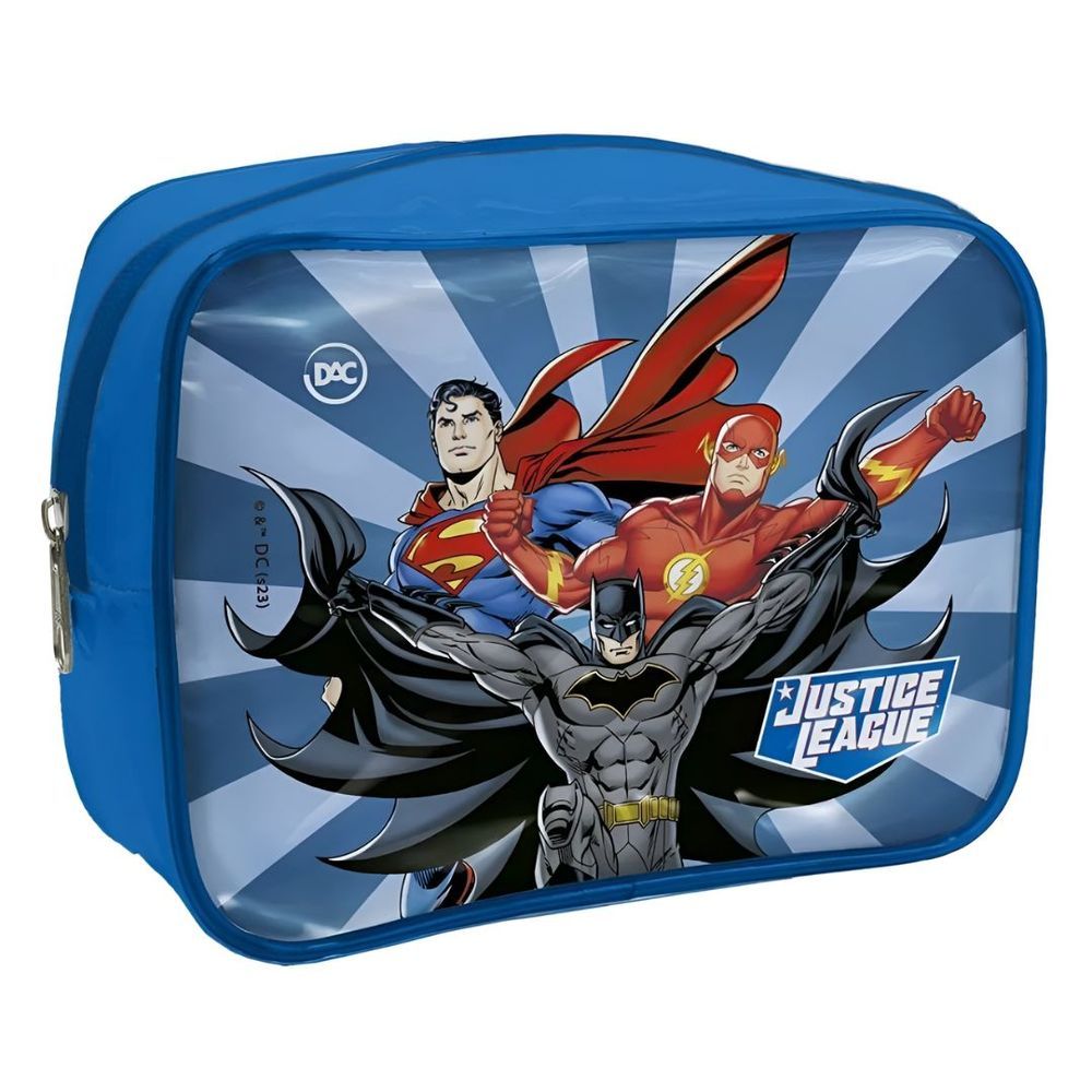 Estojo DAC Box Liga da Justiça DC Comporta Até 50 Lápis Zíper Metal Azul 20CM 5CM