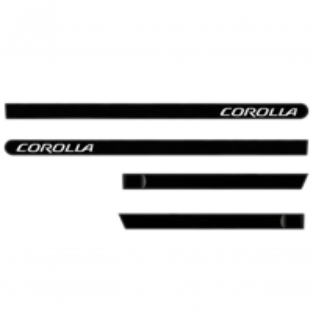 Friso Lateral Automotivo para Porta Flash 5827 Toyota Corolla Preto 4 Peças Proteção e Acabamento