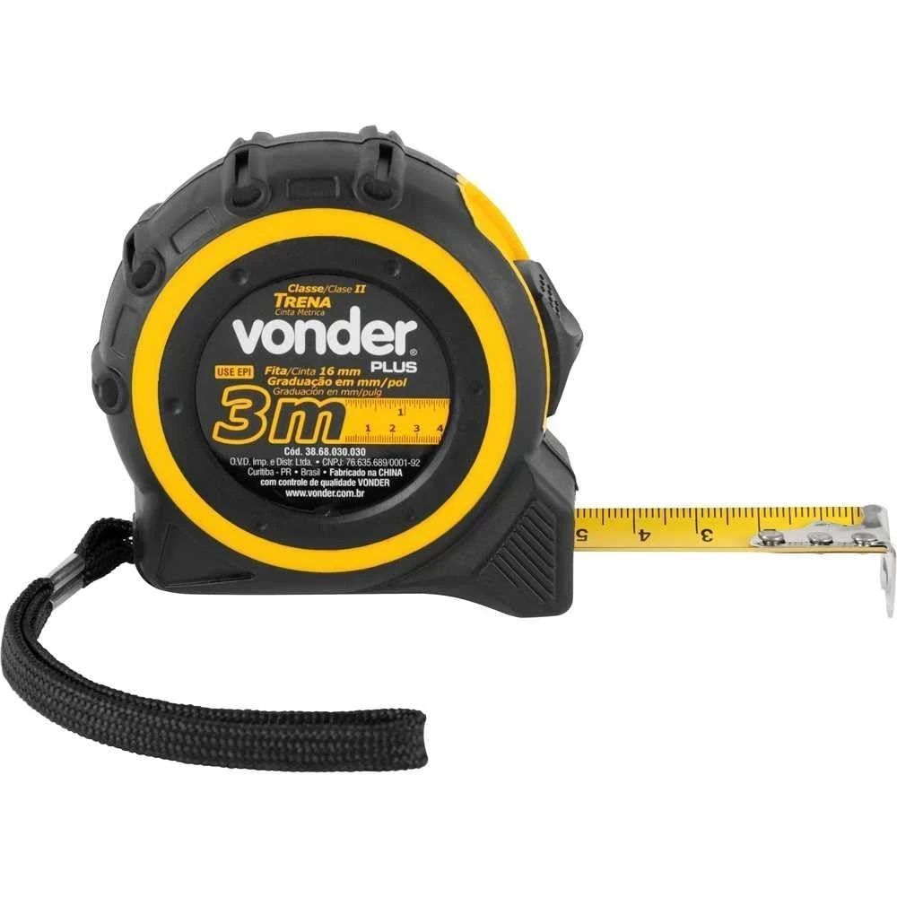 Trena 3868030030 Curta de Aço 3M com Estojo Anatômico em ABS e Borracha Termoplástica Amarelo e Preto Vonder
