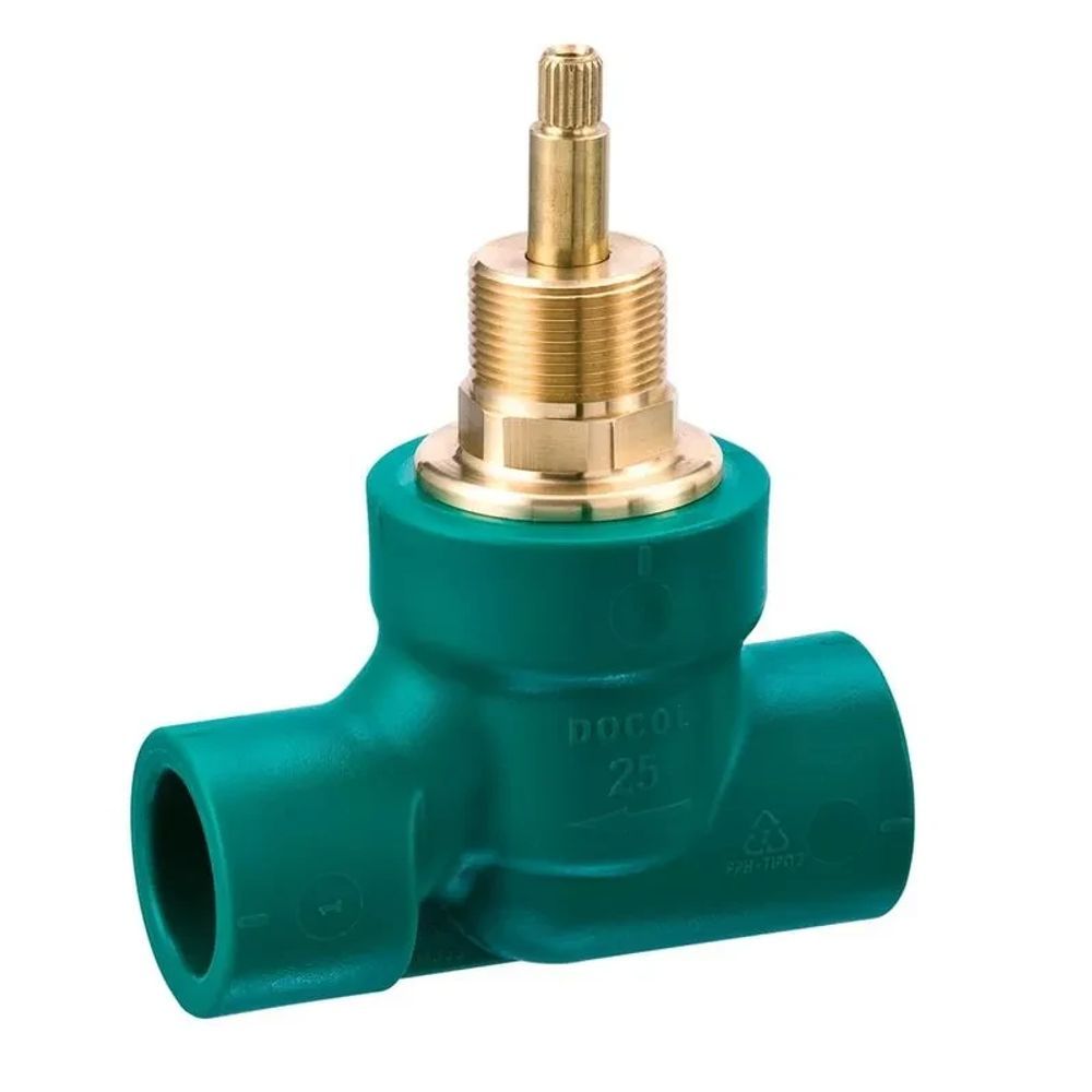 Registro Basetec PPR Ceramico 1-2 Volta com Controle de Temperatura para Agua Quente e Fria Docol 25MM