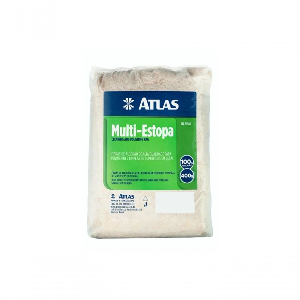 Estopa para Polimento 100% Algodão Multi-estopa Branco Atlas 15,5CM 400G