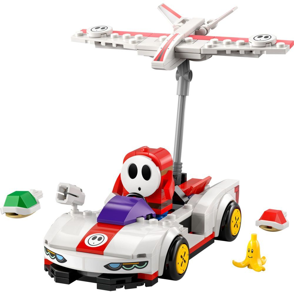 Brinquedo de Construção Mario Kart - Shy Guy e P-wing com Função de Lançamento de Projéteis e Ação de Drift Branco Lego