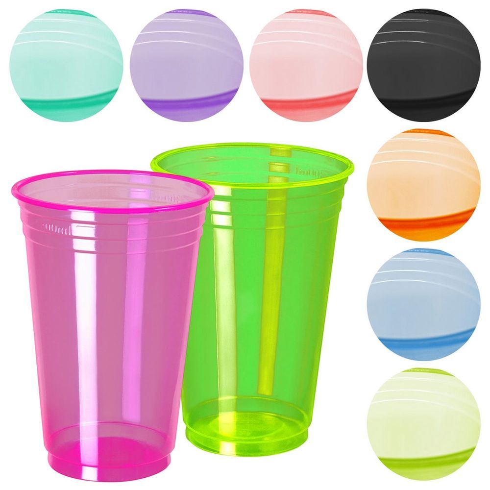 Copo de Plástico Balada Neon em Polipropileno (PP) 300ML 25 Unidades Rosa Neon Copobras