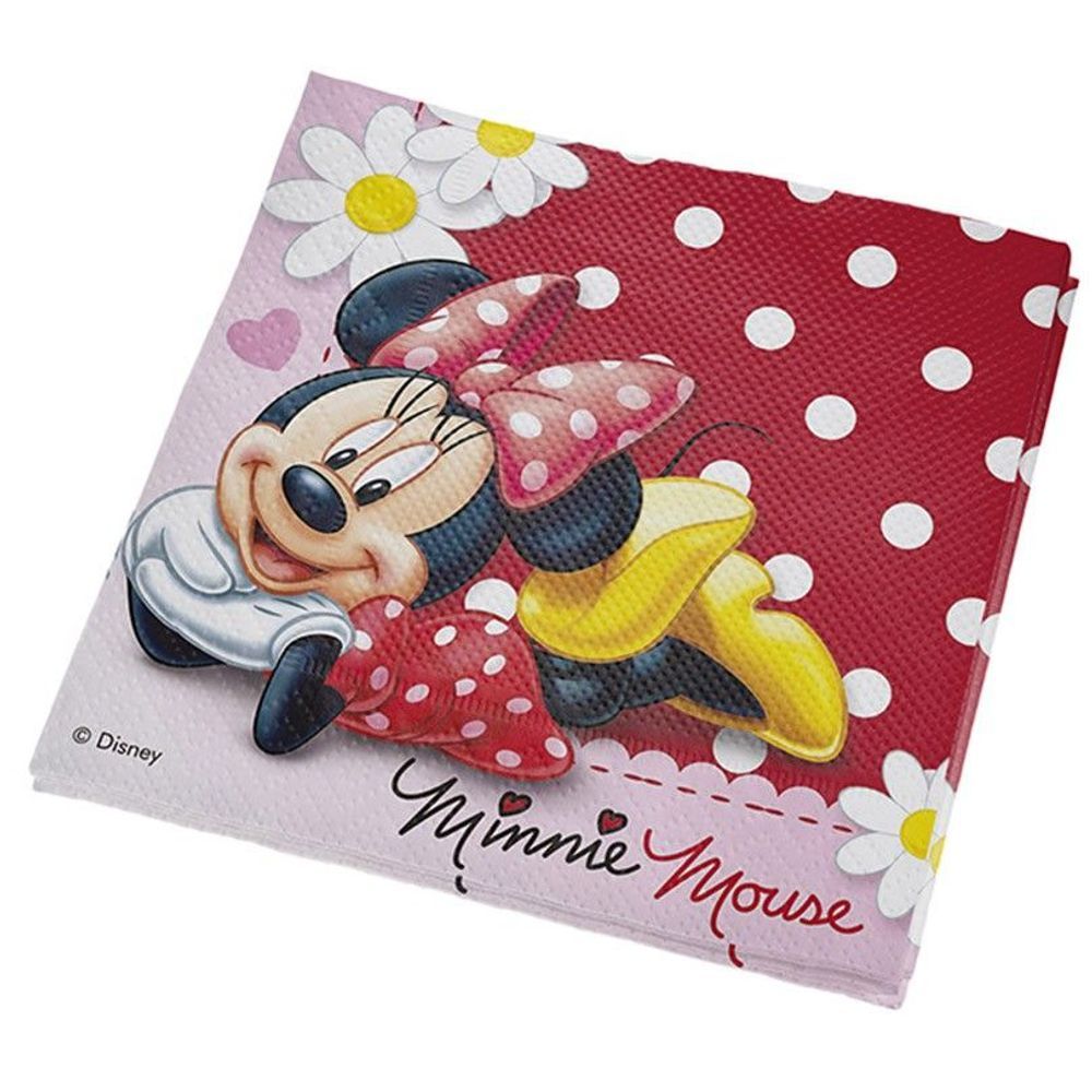 Guardanapo Estampado Minnie em Papel Crepado 25cm X 25cm 16 Unidades Vermelho Regina Festas