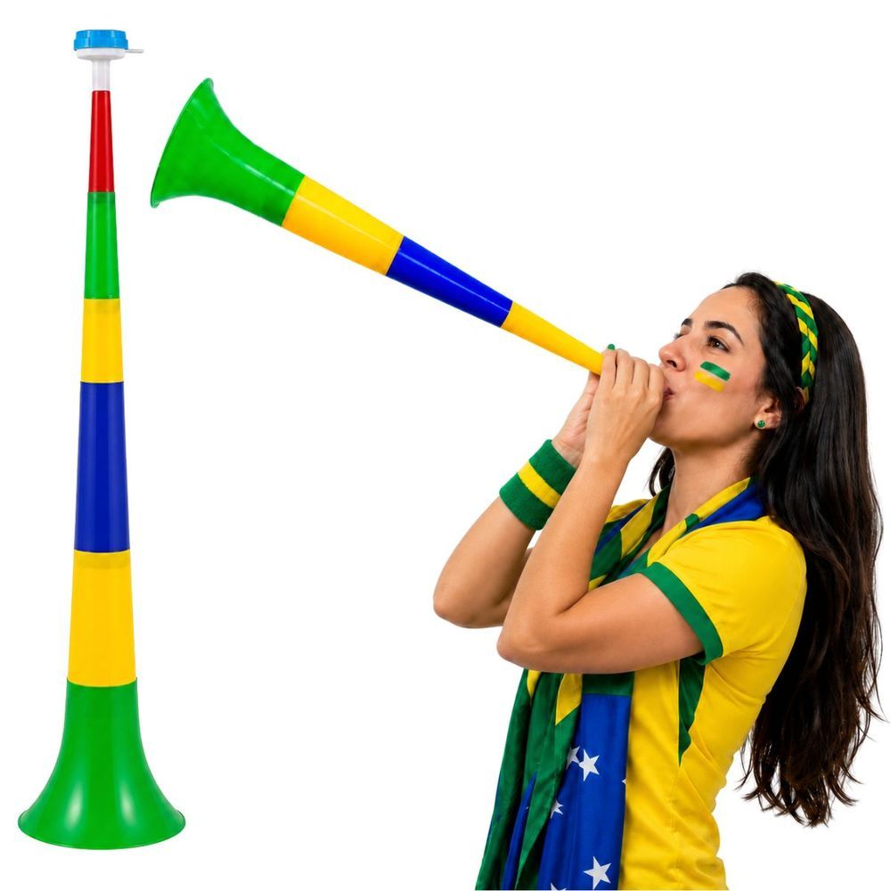 Corneta para Torcida Copa do Mundo com 79cm em Plástico Colorida Extra Festas