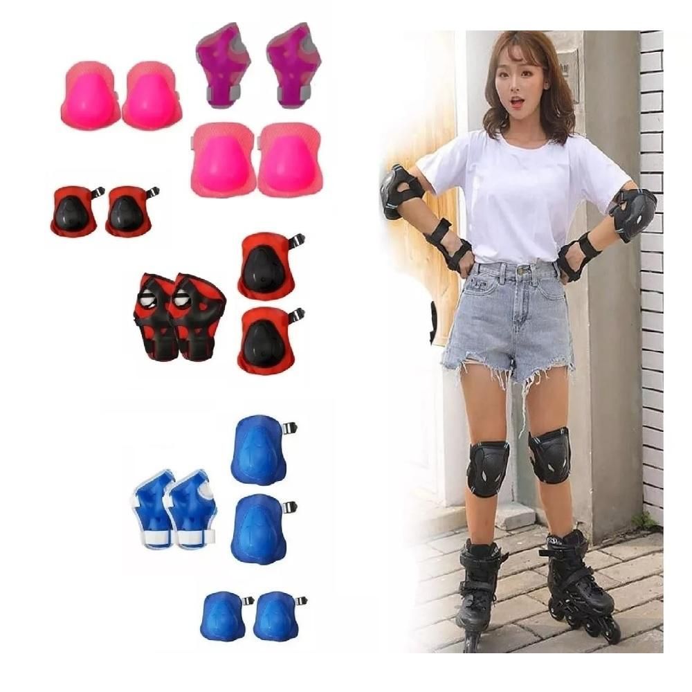 Kit de Proteção Infantil Joelheira Cotoveleira Protetor de Pulso com Máxima Segurança para Esportes em Azul Yeet