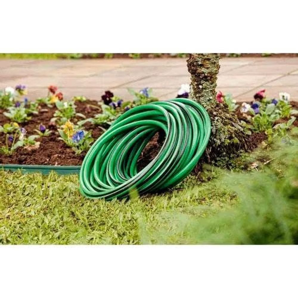Mangueira Flex para Jardim 15M Irrigacao Facil Manuseio 4 Camadas PVC Poliester Verde e Preto Tramontina