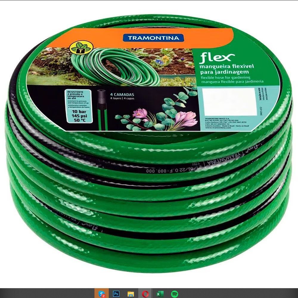 Mangueira Flex com 30 m e 4 Camadas para Jardim Verde e Preto Tramontina