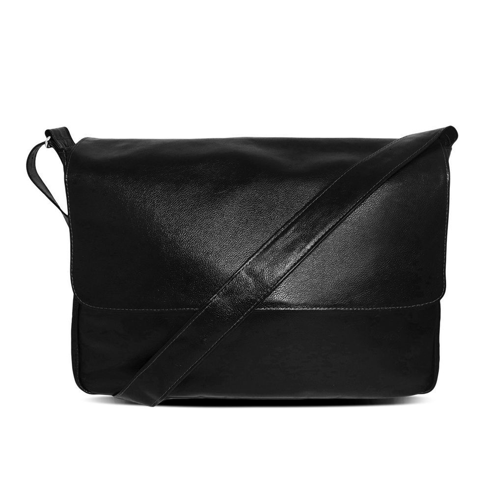 Bolsa Carteiro Masculina Otto Baumgart Otto Couro 36CM Preto Masculino 36CM 30CM