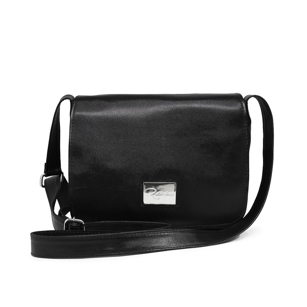 Bolsa Carteiro Feminina Relcy Metais Renné Jr Couro 25cm X 20cm X 8cm Preto Feminino