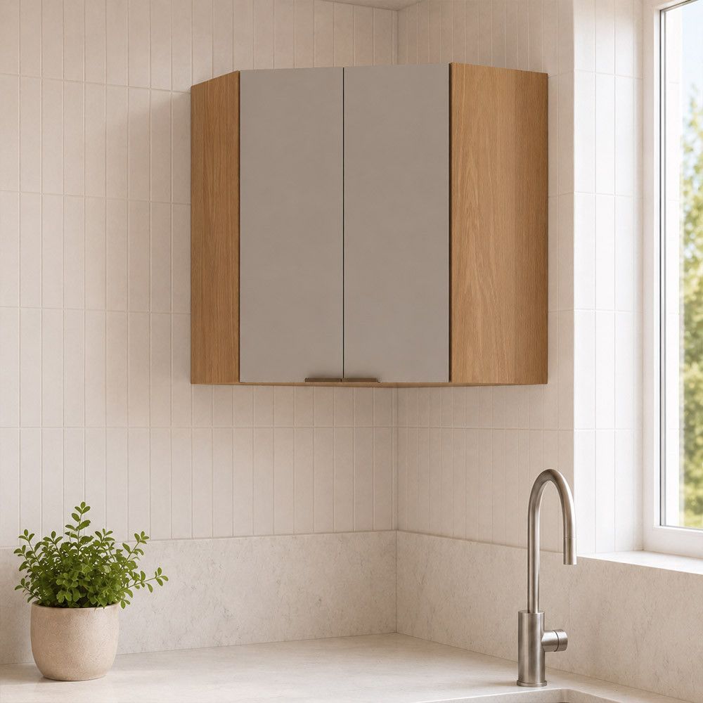 Armário Aéreo Vitra 74CM 2 Portas MDF-MDP Bater Café Freijo Mocca Luciane Móveis