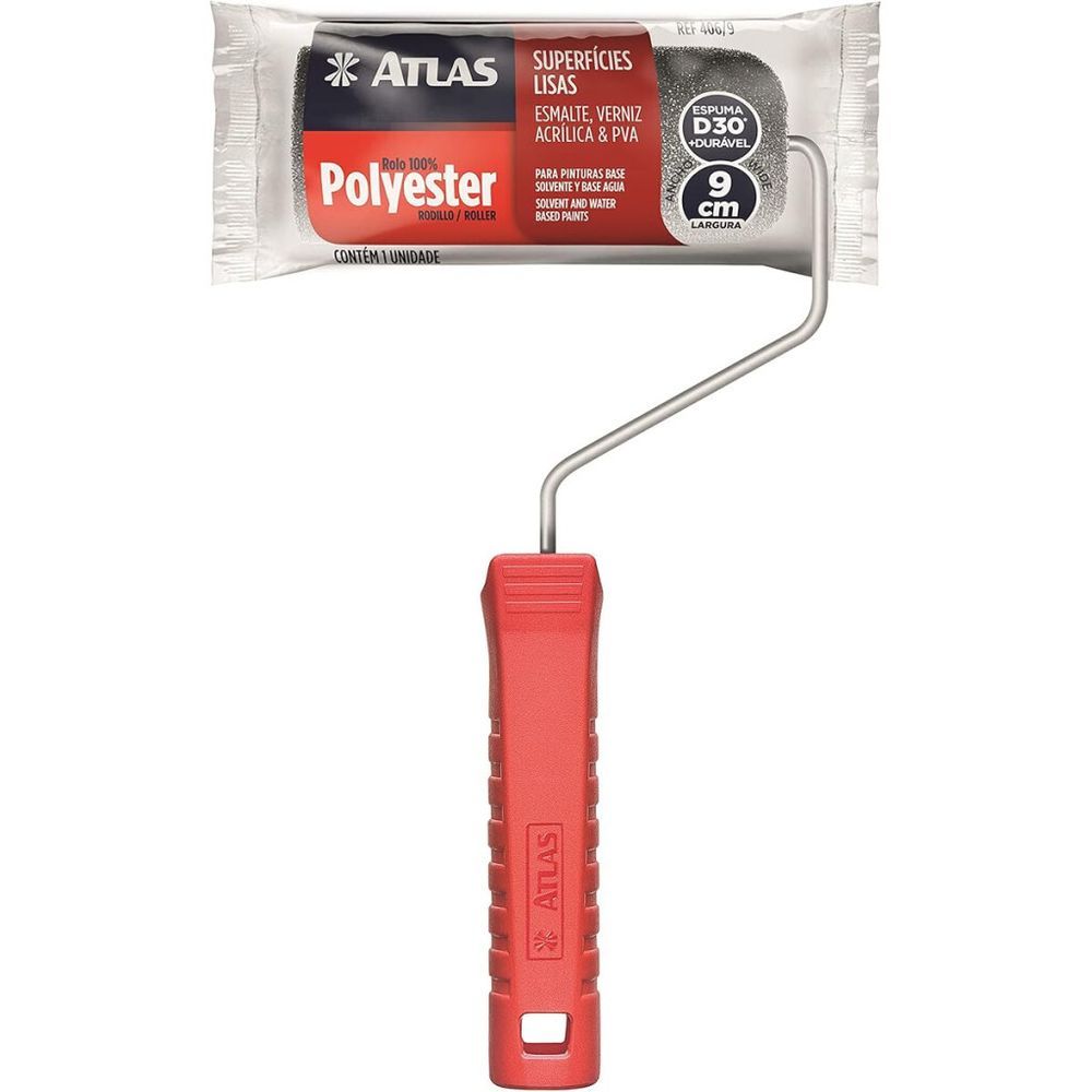 Garfo e Rolo de Espuma para Pintura Modelo 406-9 9CM Polipropileno Cinza Atlas
