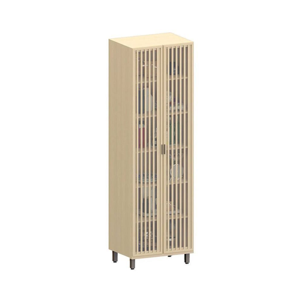 Cristaleira Aura 2 Portas de Bater 5 Prateleiras MDF com Vidro Temperado Amadeirado Luciane Móveis 70CM