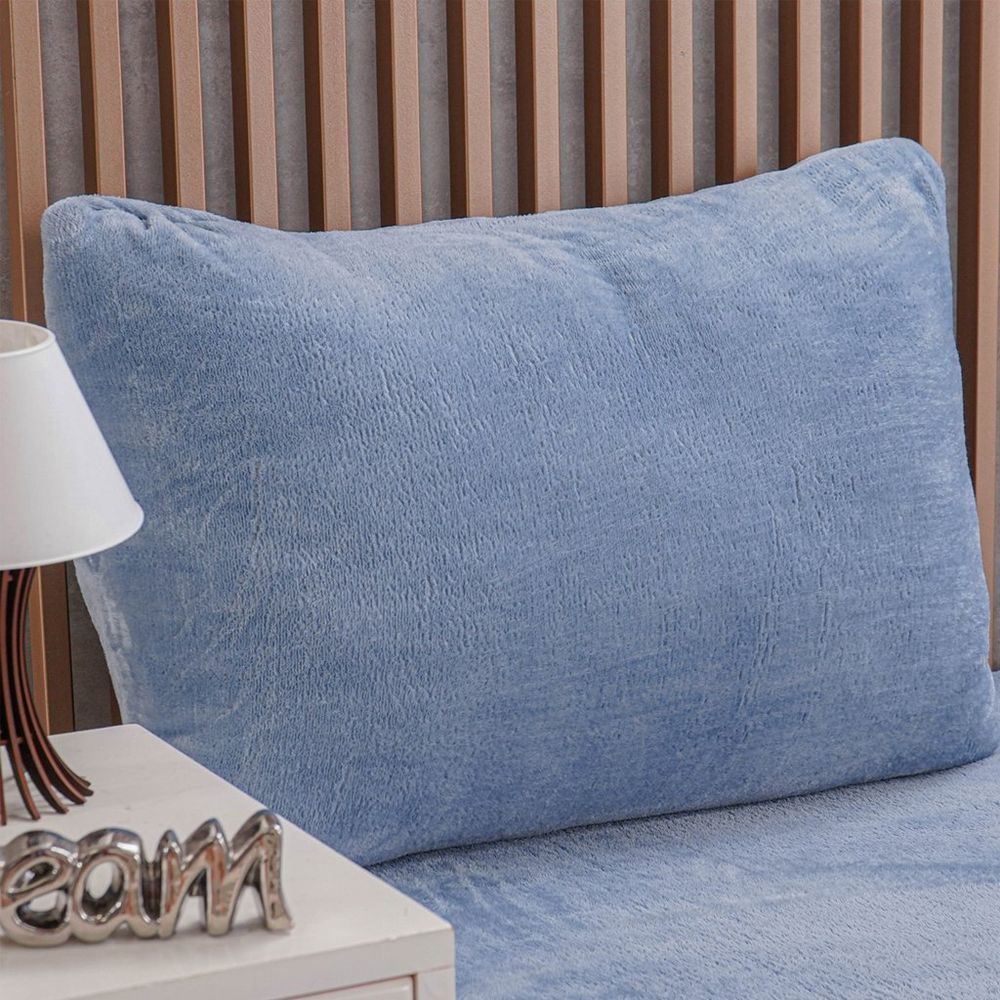 Fronha Plush Flannel 50x70cm 100% Poliéster Toque Macio Azul Bene Casa