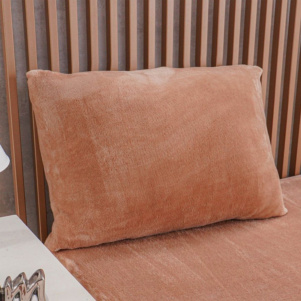 Jogo de Cama Queen 3 Peças 100% Poliéster Plush Flannel Terracota Bene Casa