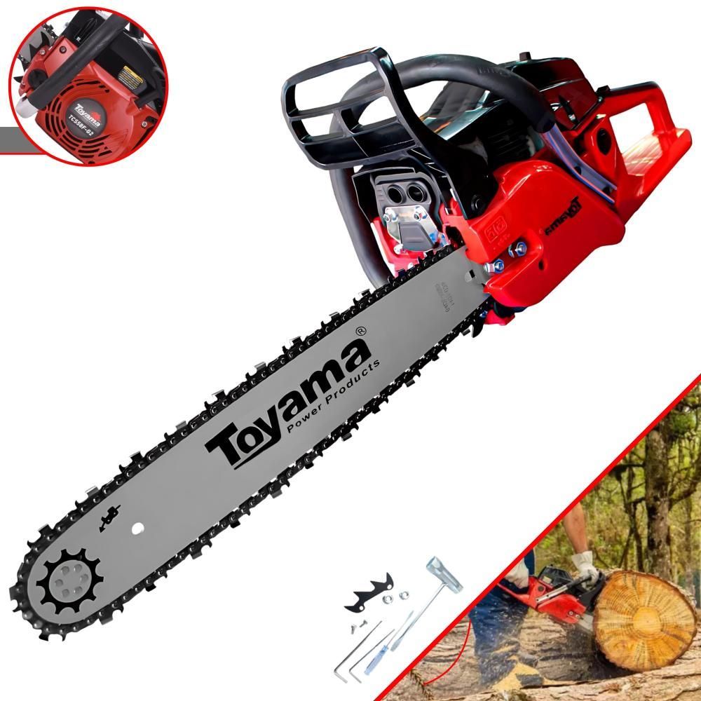 Motosserra Toyama TCS58FG2 55cc 3,2HP com Sabre 18'' e Sistema Antivibração Vermelho 12500 RPM