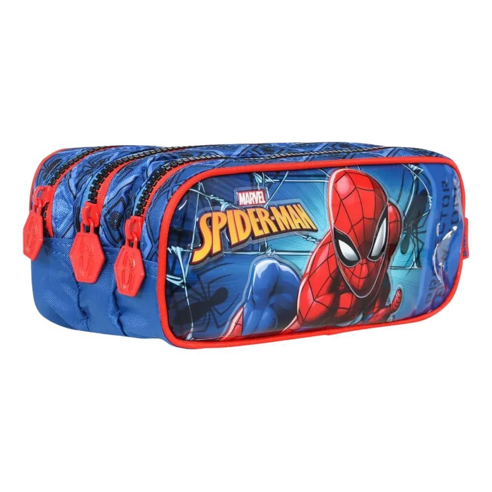 Estojo Escolar Xeryus 14937 Triplo Homem Aranha Spider Man Marvel com Ziperes Vermelho