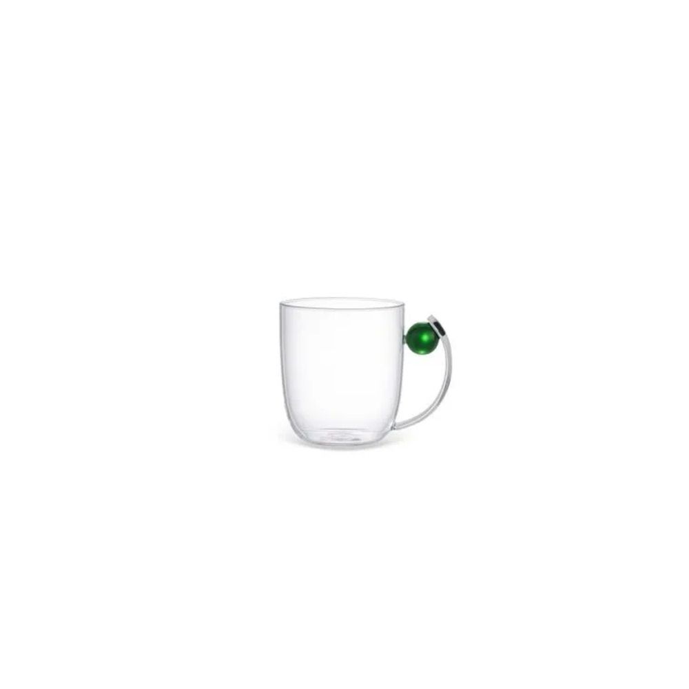 Caneca Esfera Verde em Vidro Borossilicato Resistente a Variações de Temperatura para Bebidas Quentes e Frias BTC Decor