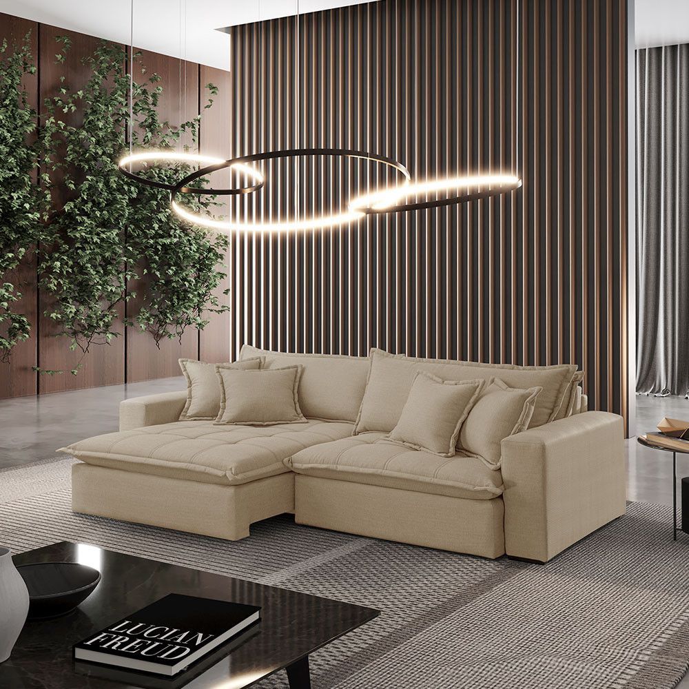Sofá Modular Zen 2 Lugares Retrátil e Reclinável 230CM Bege Linho Meu Sofá Online