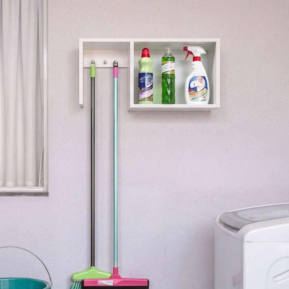 Nicho de Limpeza Braga sem Porta 1 Prateleira MDP 60CM Branco com Nicho Organizador Mercado das Prateleiras
