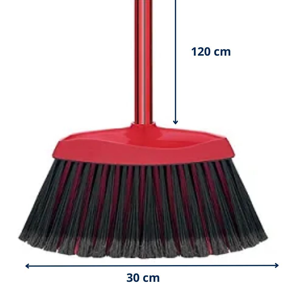 Vassoura Multiuso Nylon Madri com Cerdas Sintéticas Pontas Plumadas para Limpeza de Pisos Vermelha Condor 30CM