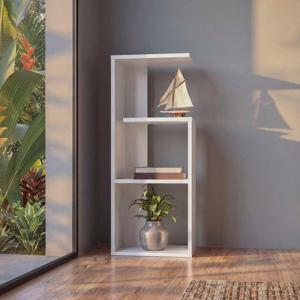 Mesinha Lateral Linz Quadrada MDF Madeira 33CM Branco Sala Quarto Mercado das Prateleiras