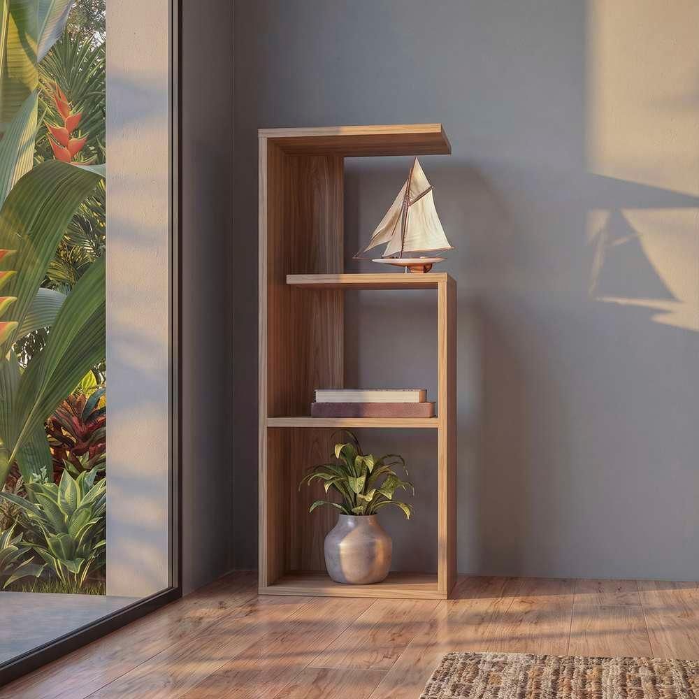 Mesinha Lateral Linz Quadrada MDF Madeira 33CM Freijó Mercado das Prateleiras