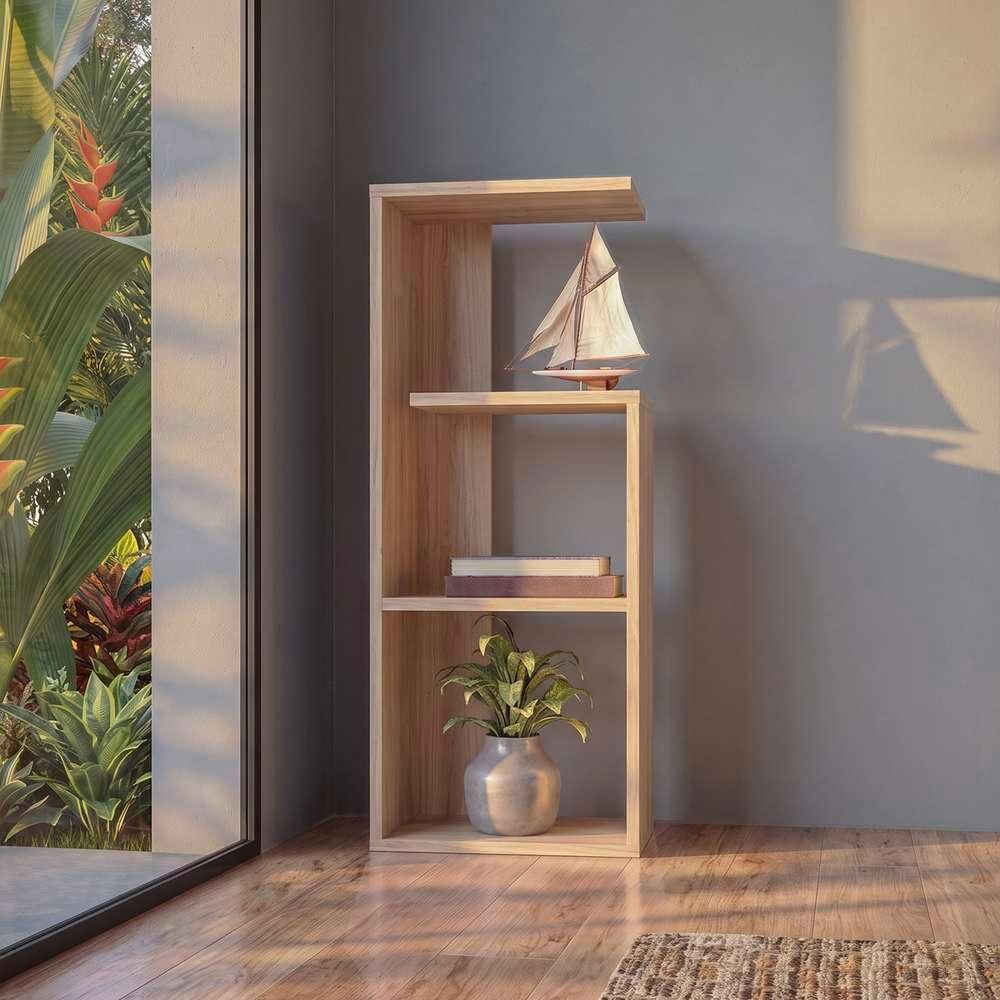 Mesinha Lateral Linz Retangular MDF MDP 33CM Carvalho Café Mercado das Prateleiras