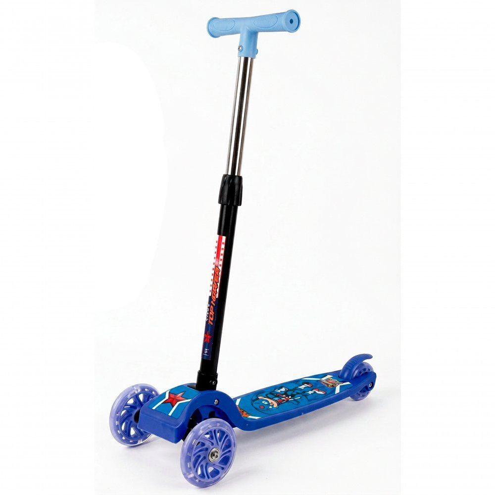 Patinete Herói Capitão 3 Rodas com Luz LED Azul com Autonomia de Uso e Capacidade de Peso 20KG