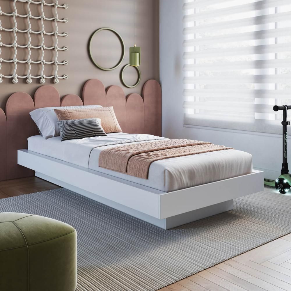 Cama de Solteiro Flutuante para Quarto com Design Moderno Estrutura MDP Mel 92CM 192CM