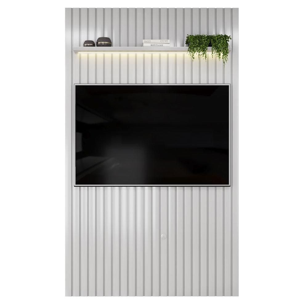 Painel para TV Trento 143 Ripado 60 Polegadas 143CM MDF com LED Bege DJ Móveis