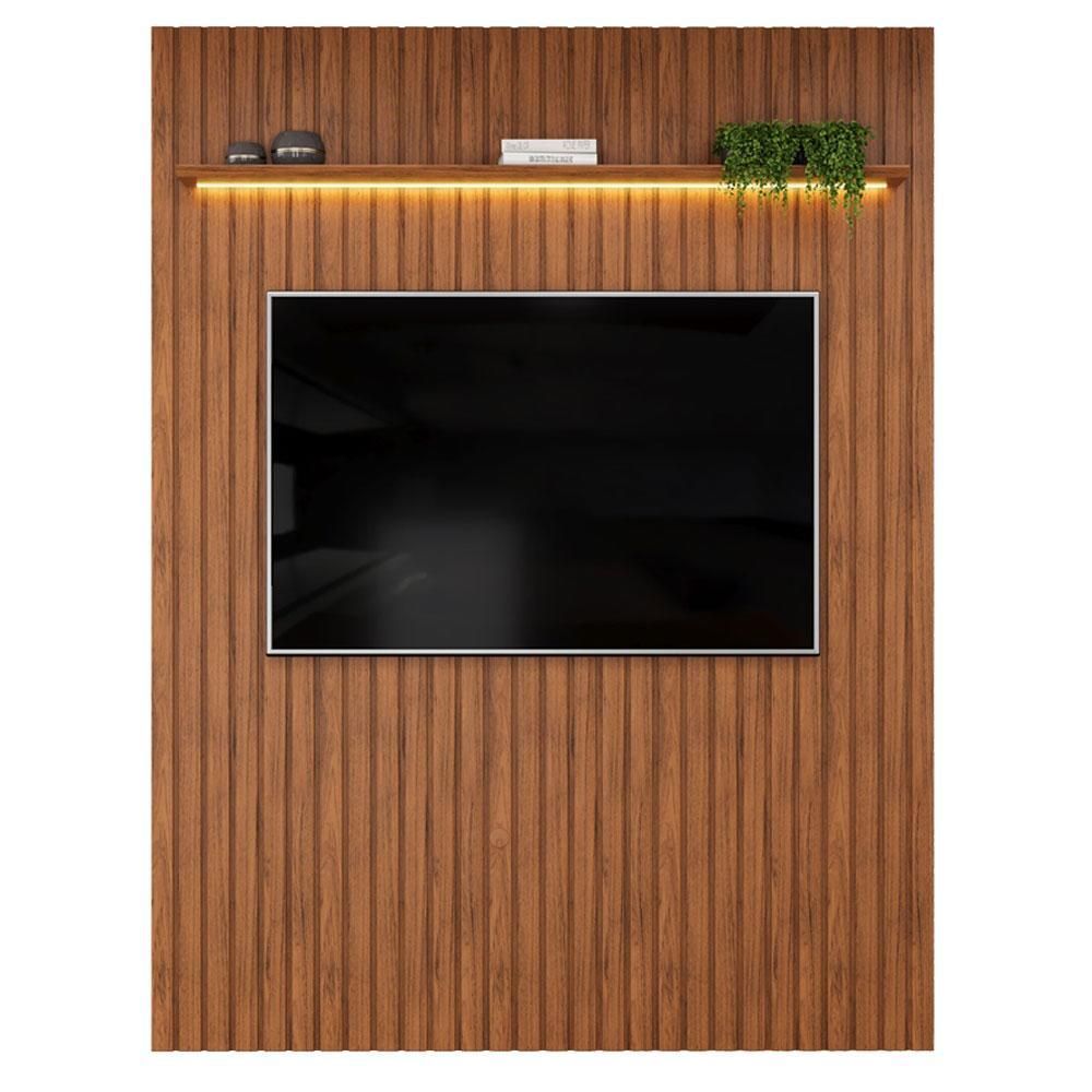 Painel para TV Trento 183 65 Polegadas 183CM MDF Ripado Freijó com LED DJ Móveis