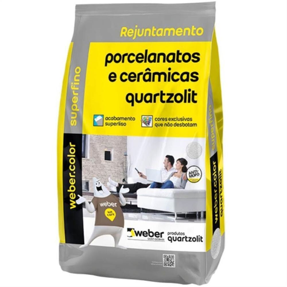 Rejunte para Porcelanatos e Cerâmicas Alta Aderência Textura Superfina Palha 1kg Quartzolit