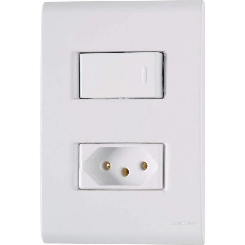 Interruptor Simples com Tomada 10A 250V Materiais de Excelente Qualidade Acabamento Primoroso Design Exclusivo